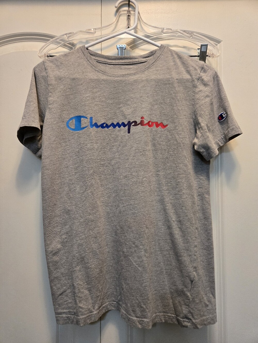 Champion Kid’s Grey Heathered Rainbow Logo T-Shirt